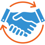 Handshake with circular arrows
