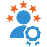 Blue figure with ribbon and stars