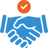 Handshake icon with checkmark