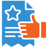 Endorsement document graphic with hand gesture