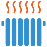 Blue radiator emitting heat lines